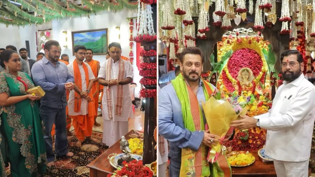 गणेश चतुर्थी के खास मौके पर  CM एकनाथ शिंदे के घर पहुंचे Salman Khan, देखें फोटोज