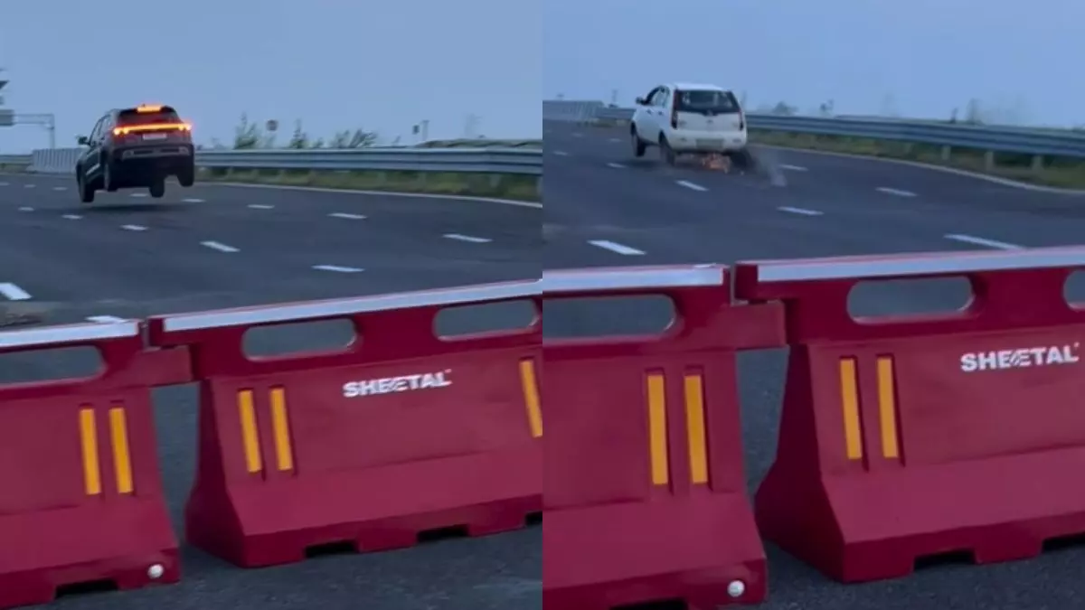 एक्स्प्रेस-वे की खस्ता हालत, उड़ती हुई नजर आई कार, वीडियो वायरल पर अधिकारियों ने लिया एक्शन, अब भरने होंगे 50 लाख एक्स्प्रेस-वे की खस्ता हालत, उड़ती हुई नजर आई कार, वीडियो वायरल पर अधिकारियों ने लिया एक्शन, अब भरने होंगे 50 लाख