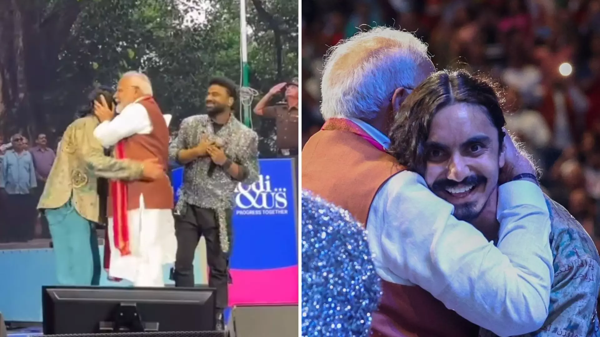 मोदी एंड यूएस कार्यक्रम में पीएम मोदी ने रैपर हनुमानकाइंड, आदित्य गढ़वी और देवी श्री प्रसाद को लगाया गले, देखें वीडियो