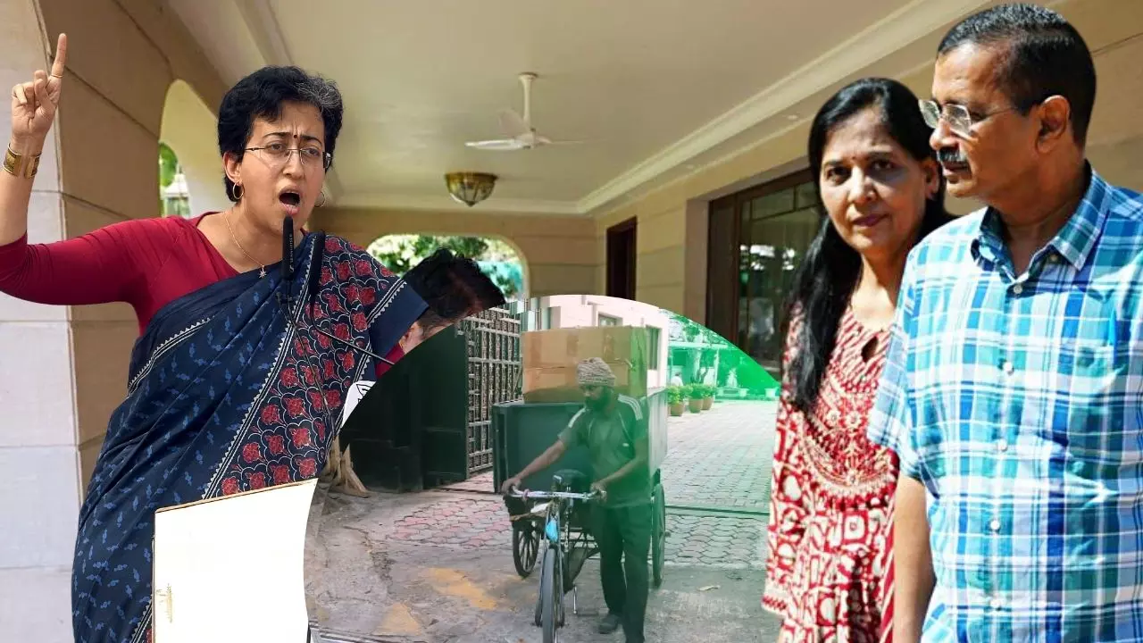 दिल्ली का CM आवास हुआ सील, PWD का लगा डबल लॉक, ठेले पर ले जाया गया CM आतिशी का सामान