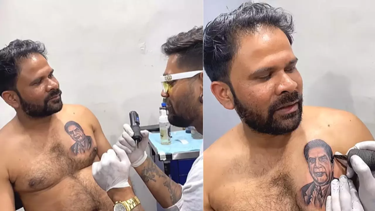 शख्स ने छाती पर बनवाया रतन टाटा का टैटू , लोगों ने दी प्रतिक्रिया, Video वायरल