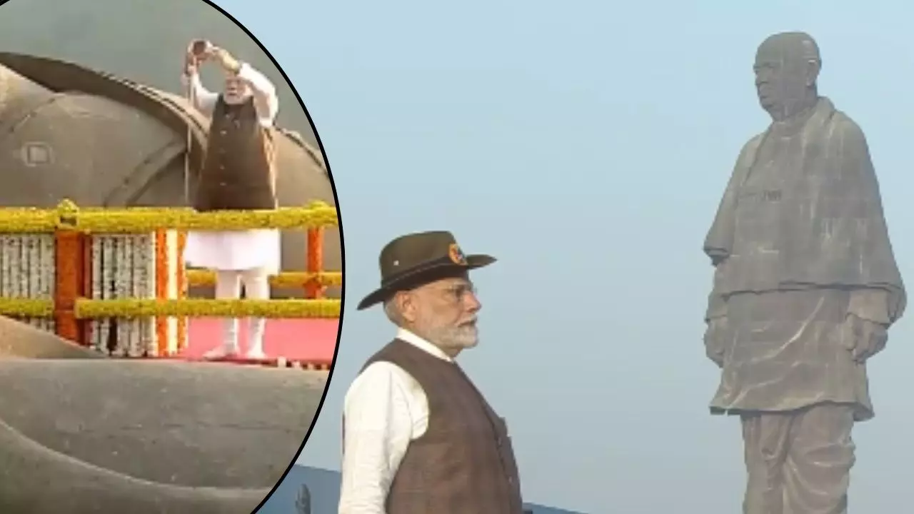 गुजरात में PM मोदी ने मनाया एकता दिवस, स्टैच्यू ऑफ यूनिटी पर अर्पित किए फूल