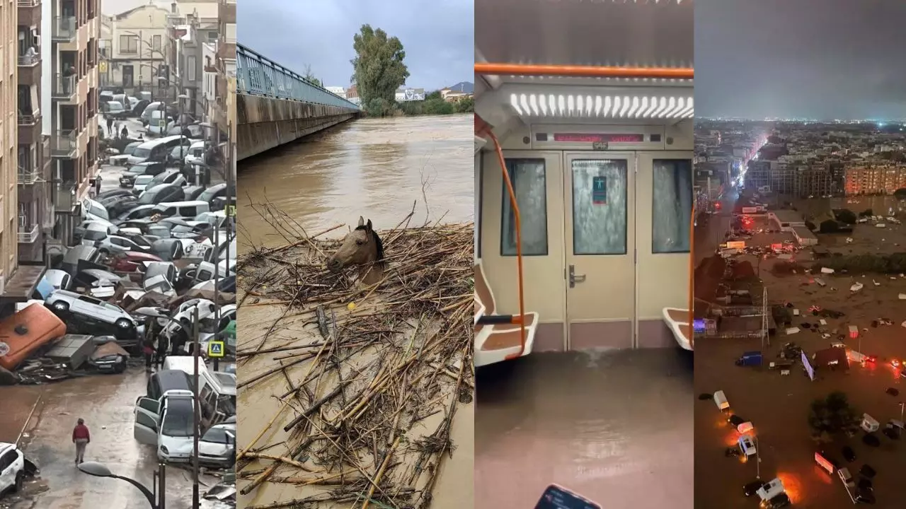 स्पेन में विनाशकारी बाढ़ की भयावह तस्‍वीरें, 200 से अधिक लोगों की मौत, पानी में बह गए पुल, पेड़ और घर