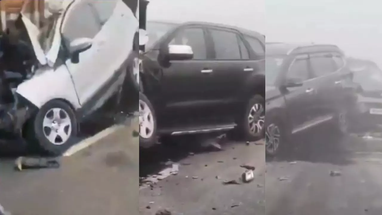 फॉग में कुछ नहीं दिख रहा साफ, लखनऊ एक्सप्रेसवे पर आपस में टकराई गाड़ियां;  2 की मौत, कई घायल