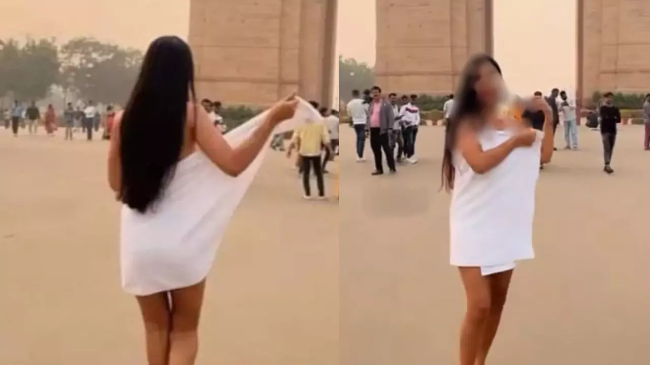 टॉवल लपेटकर इंडिया गेट पर नाचने वाली लड़की कौन? यूजर्स ने लगाई क्लास