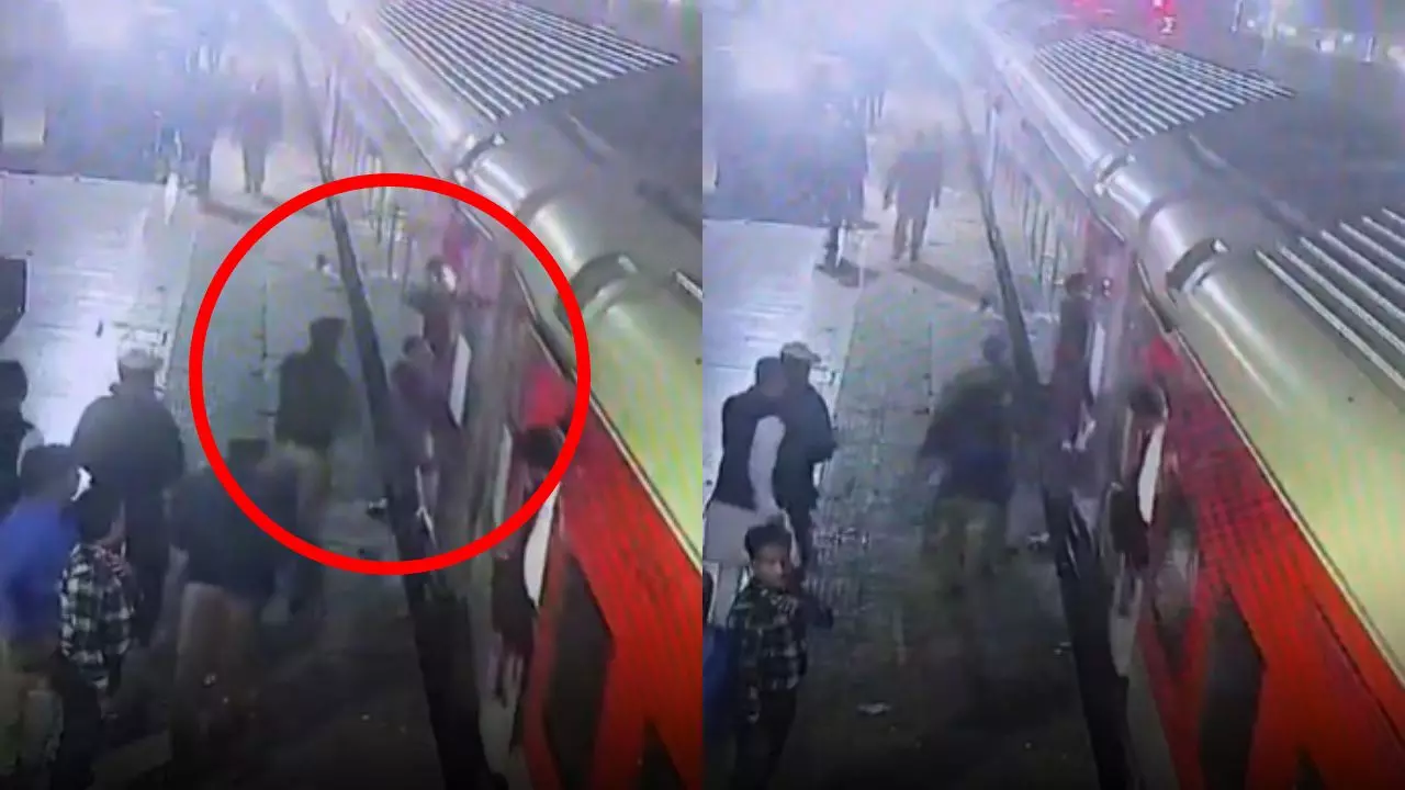 पुलिस वाला बना भगवान! यूपी में चलती ट्रेन से गिरती महिला को बचाया; देखें VIDEO