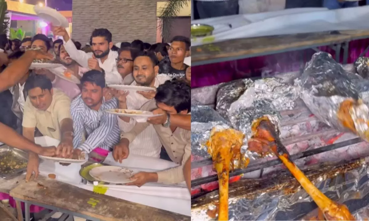 नॉन-वेज के लिए पागल हुए मेहमान, एक-दूसरे के ऊपर चढ़कर छीना कबाब, देखें VIDEO