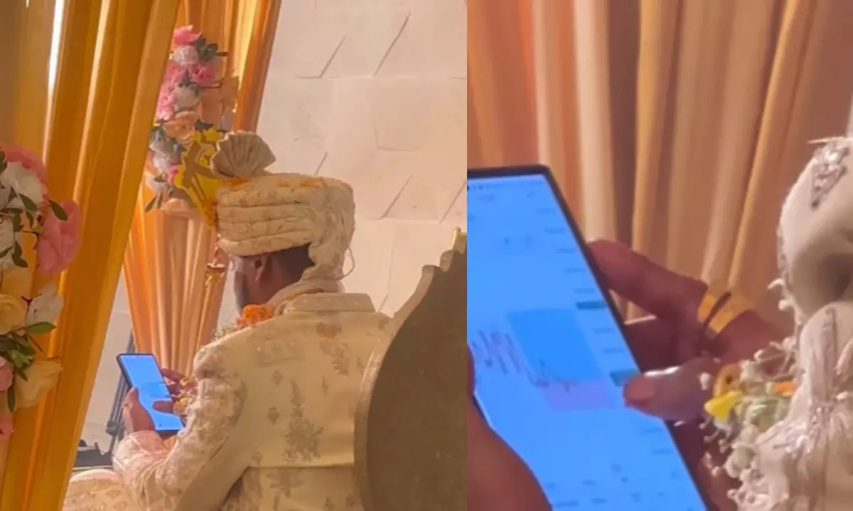 शादी के समय में भी ट्रेडिंग! मंडप में दूल्हे राजा के फोन चलाने का वीडियो हुआ वायरल शादी के समय में भी ट्रेडिंग! मंडप में दूल्हे राजा के फोन चलाने का वीडियो हुआ वायरल