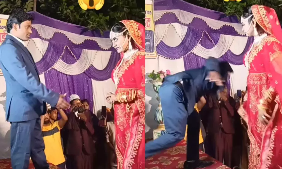 जयमाला के दौरान दूल्हे ने दुल्हन से मिलाया हाथ; फिर जो हुआ लोगों ने लगाए ठहाके, वीडियो हुआ वायरल