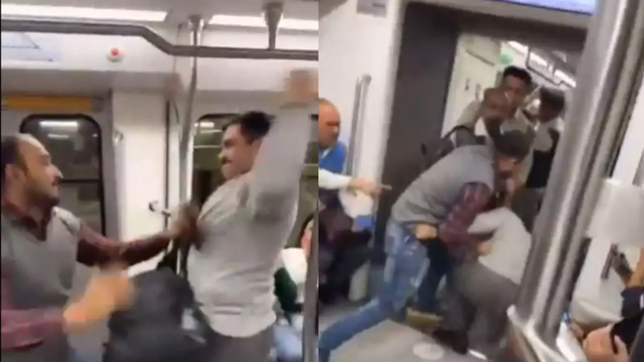 दिल्ली मेट्रो में भिड़े दो शख्स, पैसेंजर हुए साइडलाइन; यूजर्स बोले- क्लेश जोन घोषित कर दो