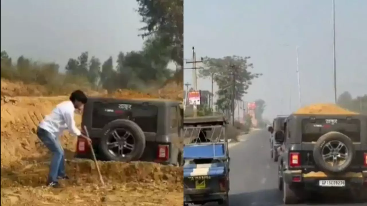 थार की छत पर डाली मिट्टी, सड़क पर किया स्टंट; वायरल वीडियो पर पुलिस ने ठोका इतने हजार जुर्मना