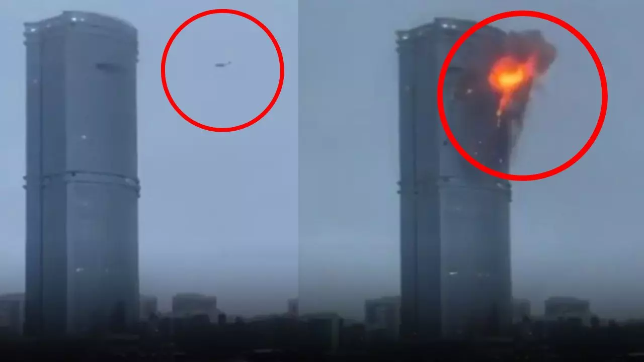 रूस के कजान में 9/11 स्टाइल में हमला, रिहायशी इमारतों से टकराए यूक्रेन के किलर ड्रोन | Video