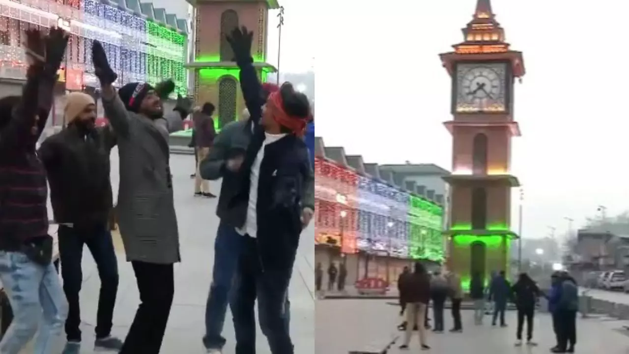 देश है मेरा... श्रीनगर के लाल चौक पर गणतंत्र दिवस का जश्न, देशभक्ति में गाते और झूमते दिखे लोग | VIDEO