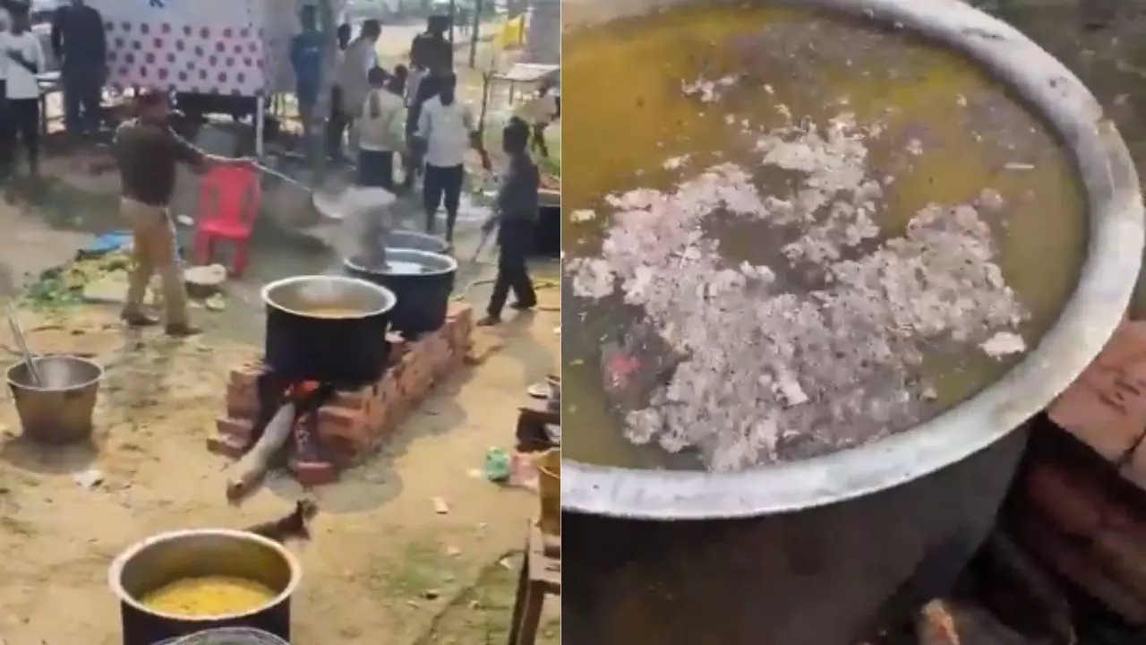 श्रद्धालुओं के लिए बन रहे भंडारे के खाने में इंस्पेक्टर ने फेंकी राख तो हो गया सस्पेंड, देखें Viral Video
