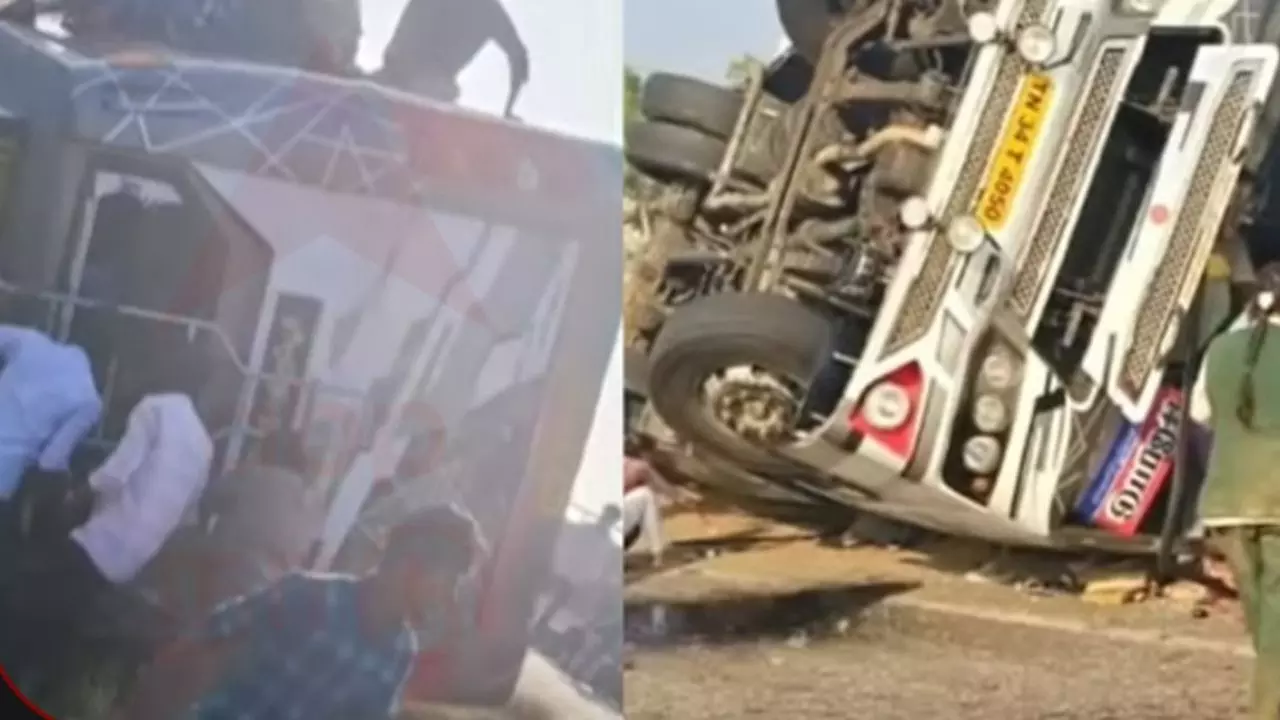 Tamil Nadu: तिरुपुर में पलटी कॉलेज स्टूडेंट्स की बस, 2 की मौत, 21 घायल | VIDEO