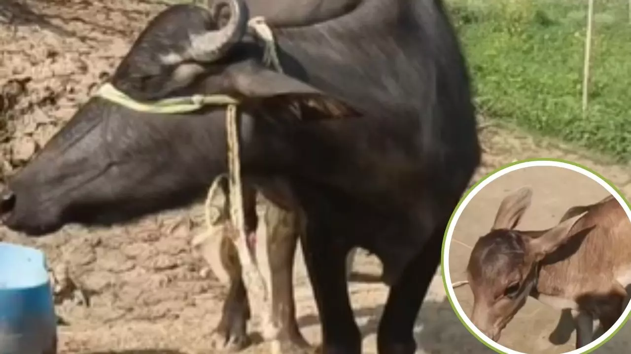 गजब हो गया! भैंस ने गाय के बछड़े को दिया जन्म, Video Viral होने पर यूजर्स बोले...