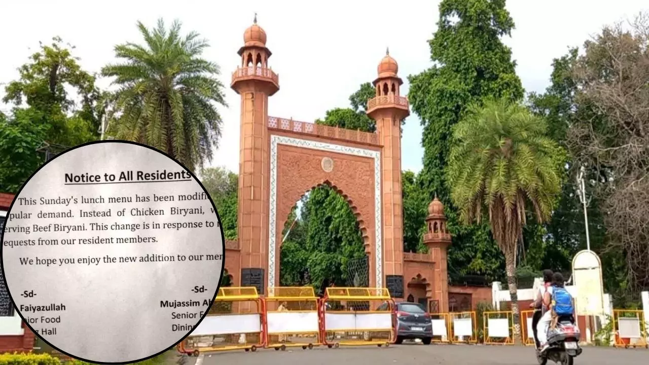 AMU यूनिवर्सिटी छात्रों को लंच में परोस रही बीफ वाली बिरयानी! नोटिस वायरल होने पर मचा बवाल