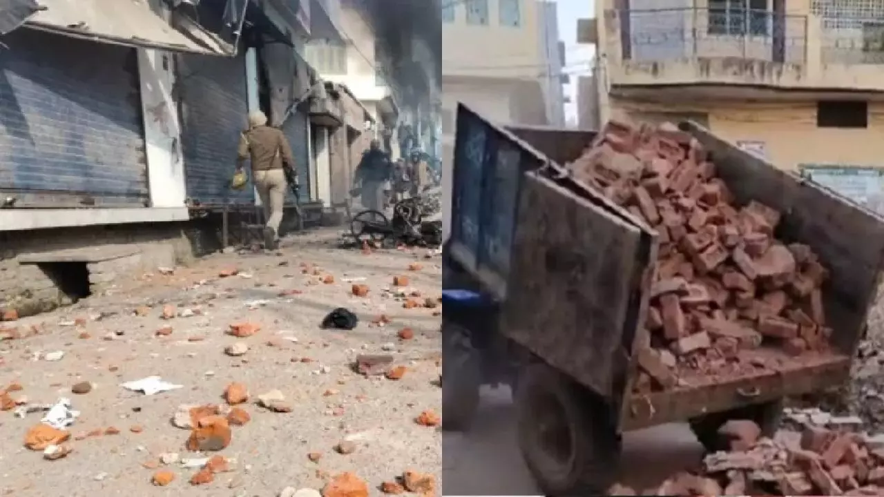 संभल हिंसा की ईंटों से बन रही पुलिस चौकी, 6 ट्रॉली इकट्ठा कर खींच दी सुरक्षा की लकीर