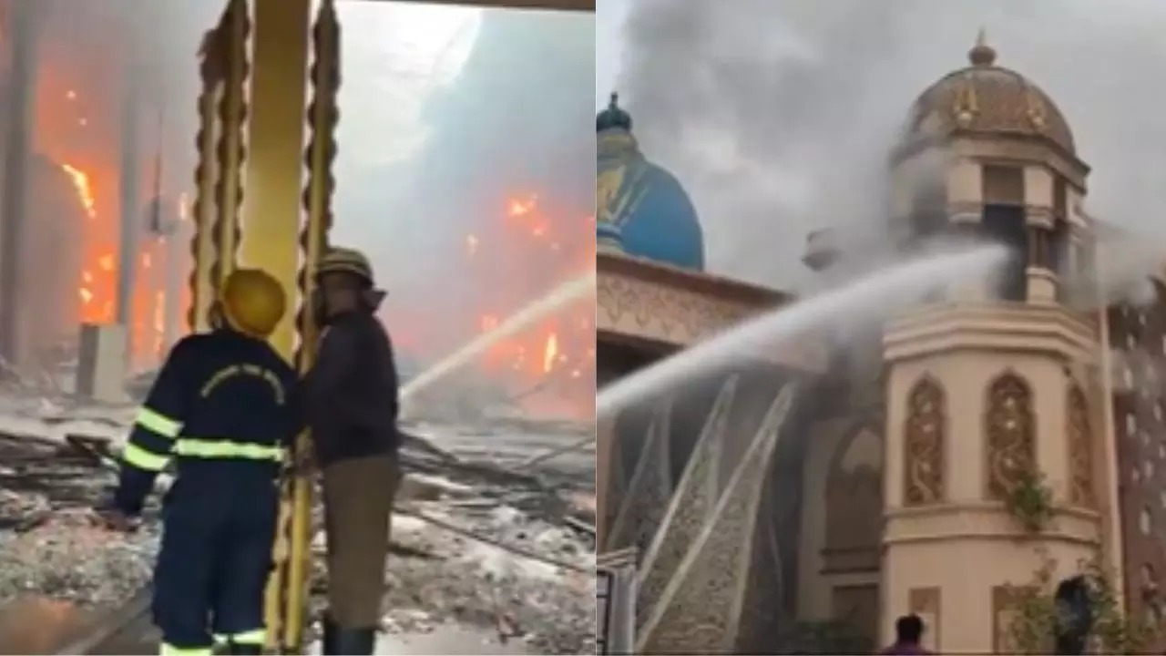 गुरुग्राम के किंगडम ऑफ ड्रीम्स में लगी आग, हादसे में रेस्टोरेंट जलकर खाक | VIDEO