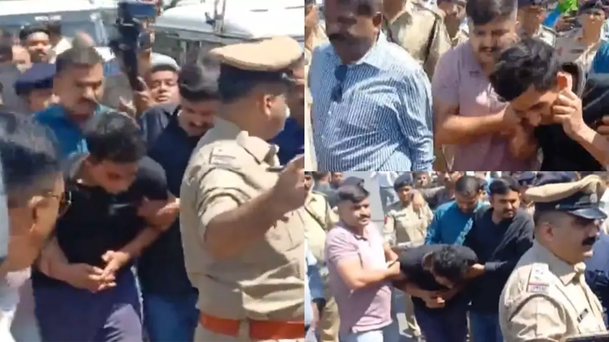 लंगड़ाते और कान पकड़े हुए नजर आया वडोदरा कार दुर्घटना का आरोपी, देखें वीडियो