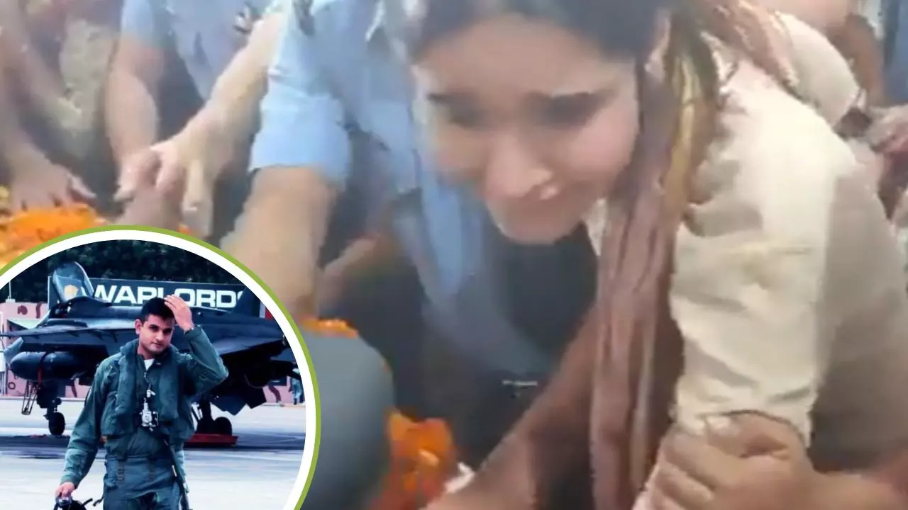 Baby तू आया नहीं मुझे लेने..., शहीद पायलट की अंतिम विदाई पर; मंगेतर के बिखरने लगे आंसू- देखें VIDEO Baby तू आया नहीं मुझे लेने..., शहीद पायलट की अंतिम विदाई पर; मंगेतर के बिखरने लगे आंसू- देखें VIDEO