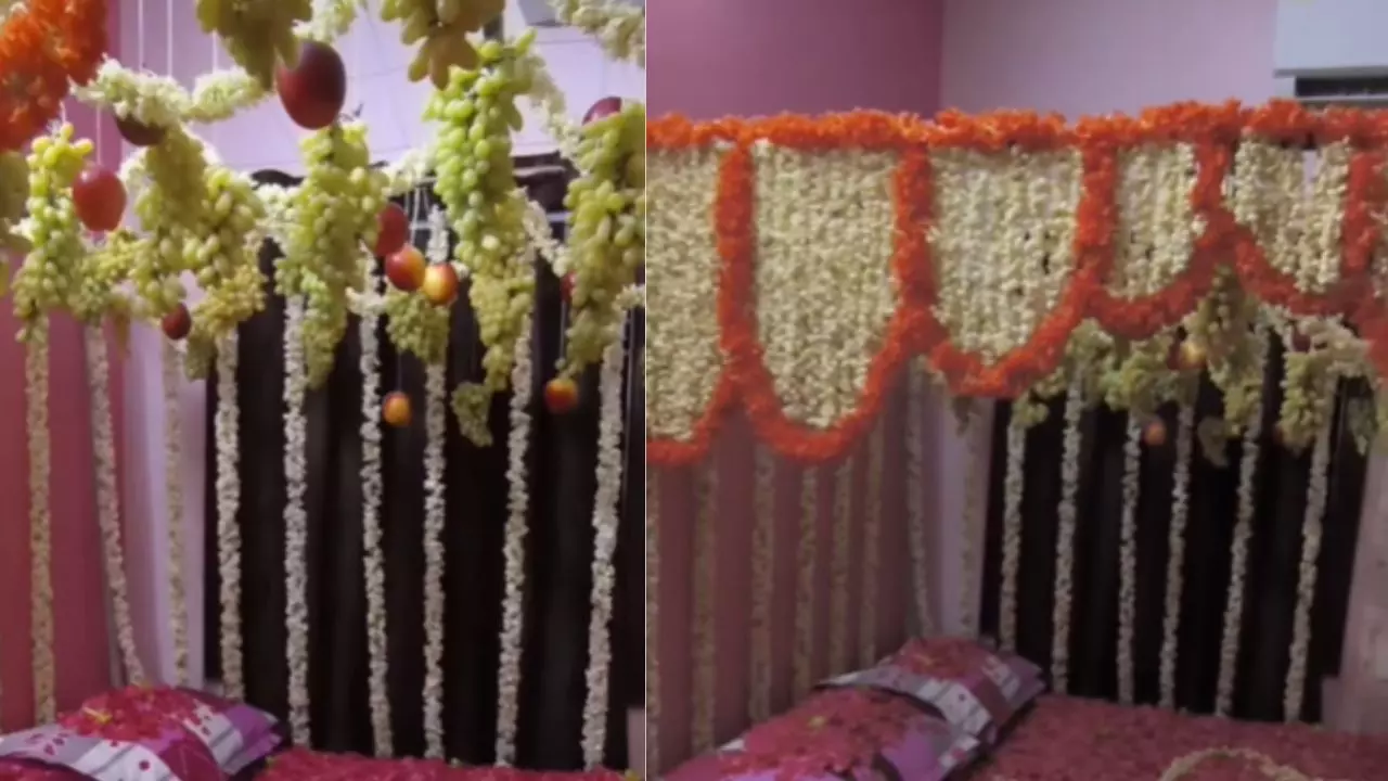 अंगूर के बीच मोहब्बत! फूल नहीं फलों से सजा बेड, दूल्हा-दुल्हन की अनोखी सुहागरात, VIDEO वायरल