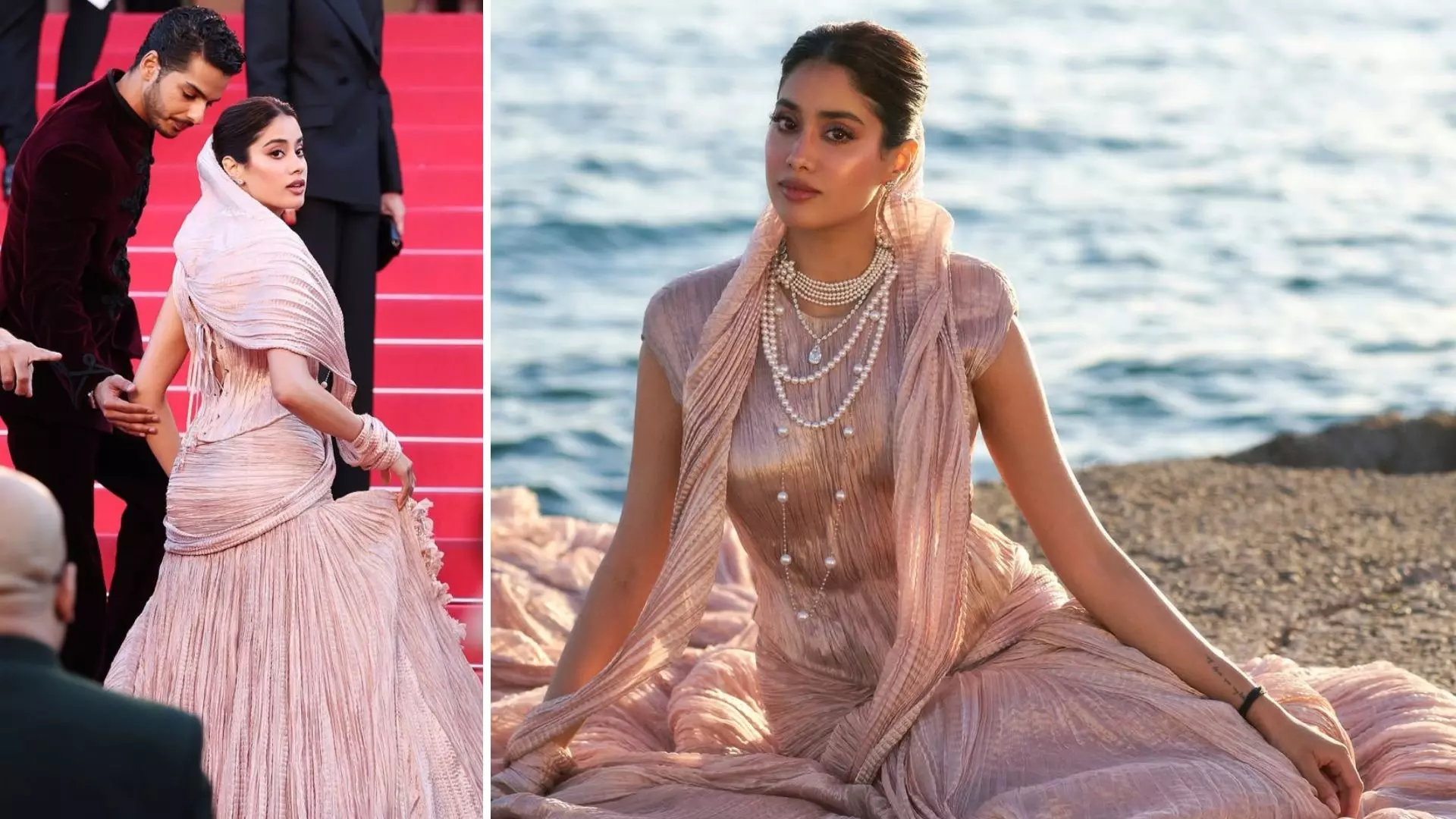 बनारस में रियल टिशू फैब्रिक से बुना गया Janhvi Kapoor का कस्टम गाउन, हाथों की कारीगरी से हुआ काम बनारस में रियल टिशू फैब्रिक से बुना गया Janhvi Kapoor का कस्टम गाउन, हाथों की कारीगरी से हुआ काम