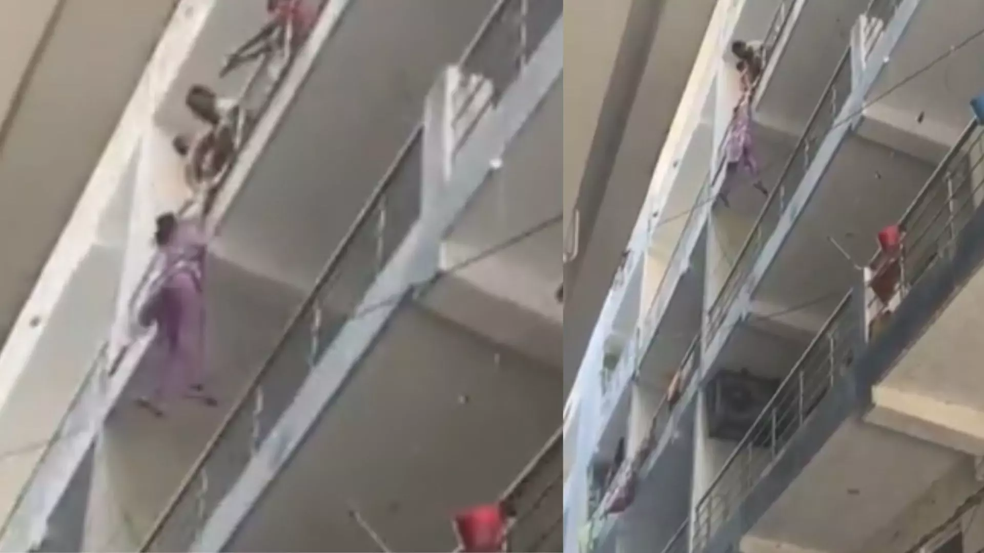 बेरहम पति ने पत्नी को रेलिंग से लटकाया, चिल्लाते रहे पड़ोसी; Video Viral बेरहम पति ने पत्नी को रेलिंग से लटकाया, चिल्लाते रहे पड़ोसी; Video Viral