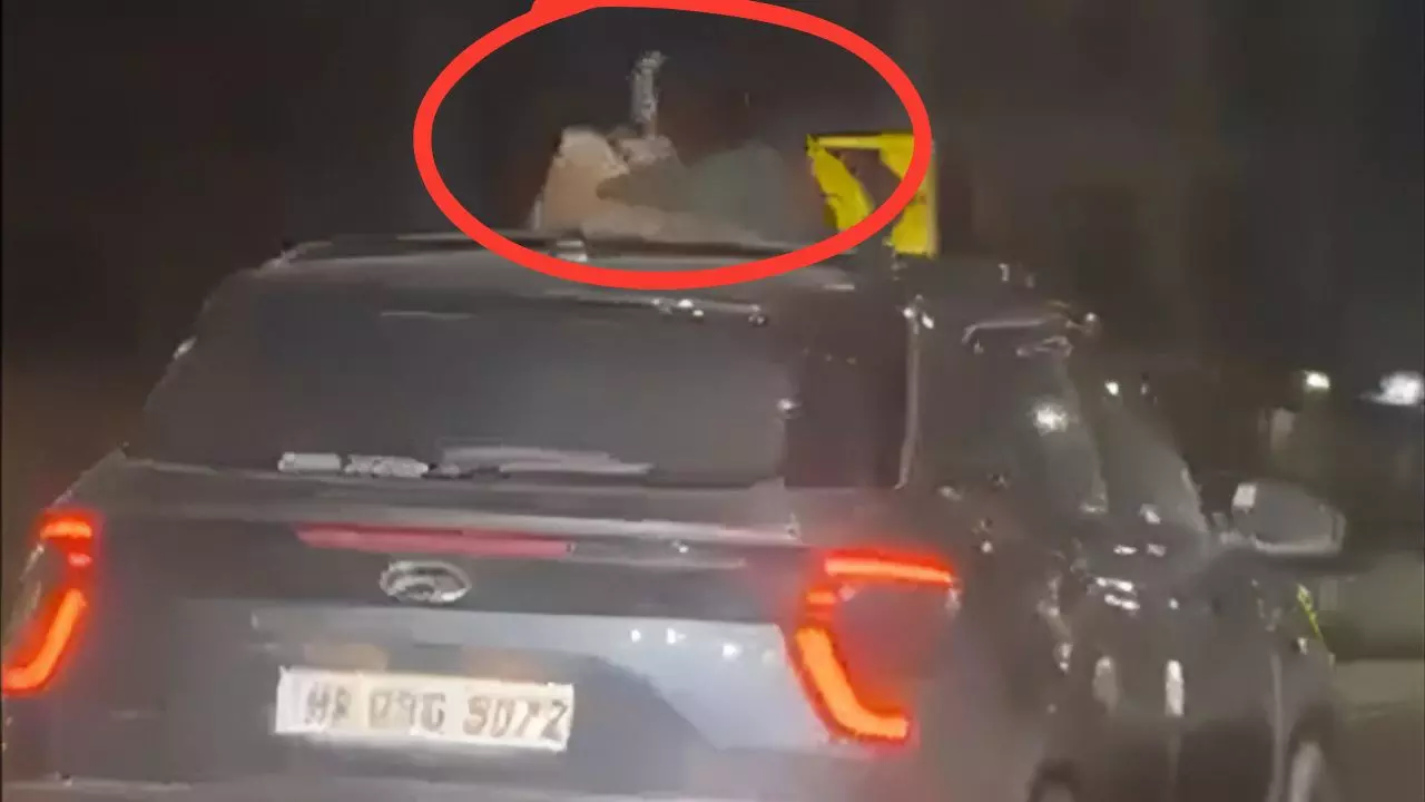 हाईवे पर एक और धाकड़! चलती कार की सनरूफ खोलकर Kiss करता दिखा कपल, यूजर्स बोले - CPR दे रहा है - Video Viral हाईवे पर एक और धाकड़! चलती कार की सनरूफ खोलकर Kiss करता दिखा कपल, यूजर्स बोले - CPR दे रहा है - Video Viral