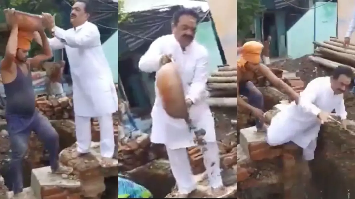 एक तसला और, फोटो नहीं आई... और 6 फीट गहरे गड्ढे में जा गिरे डॉक्टर साहब! वीडियो देख लोग बोले- सेवा में सादगी रखो, नाटक नहीं