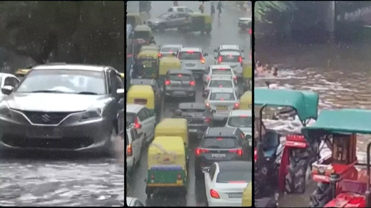 भारी बारिश से झीलों का शहर बनी दिल्ली, पूरे NCR में सड़कों पर पानी ही पानी, जाम में फंसे लोग | VIDEO