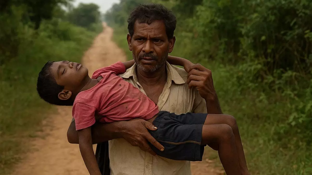 झारखंड की स्वास्थ्य व्यवस्था का शर्मनाक चेहरा: सड़क और एंबुलेंस न होने से बेटे का शव कंधे पर उठाकर मीलों पैदल चला पिता