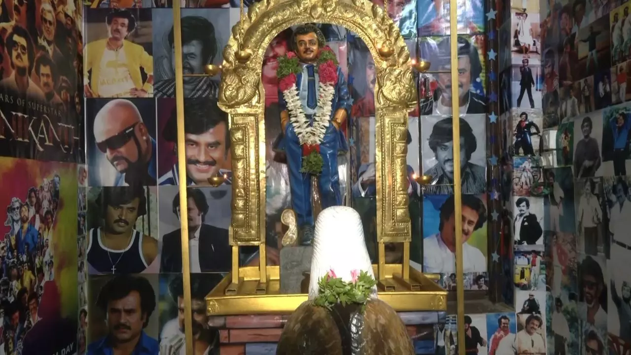 Rajnikanth के करियर को 50 साल पूरे, फैंस ने 5500 तस्वीरों से सजाया अरुलमिगु श्री रजनी मंदिर