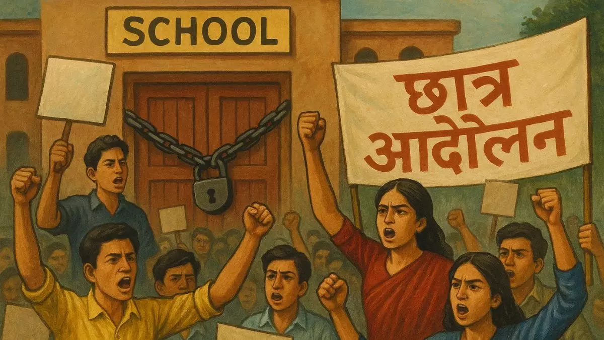 इनायती में APO आदेश के खिलाफ सड़क पर उतरे छात्र-ग्रामीण, स्कूल पर जड़ा ताला; छात्र बोले- हमारे प्रधानाचार्य को वापस लाओ इनायती में APO आदेश के खिलाफ सड़क पर उतरे छात्र-ग्रामीण, स्कूल पर जड़ा ताला; छात्र बोले- हमारे प्रधानाचार्य को वापस लाओ