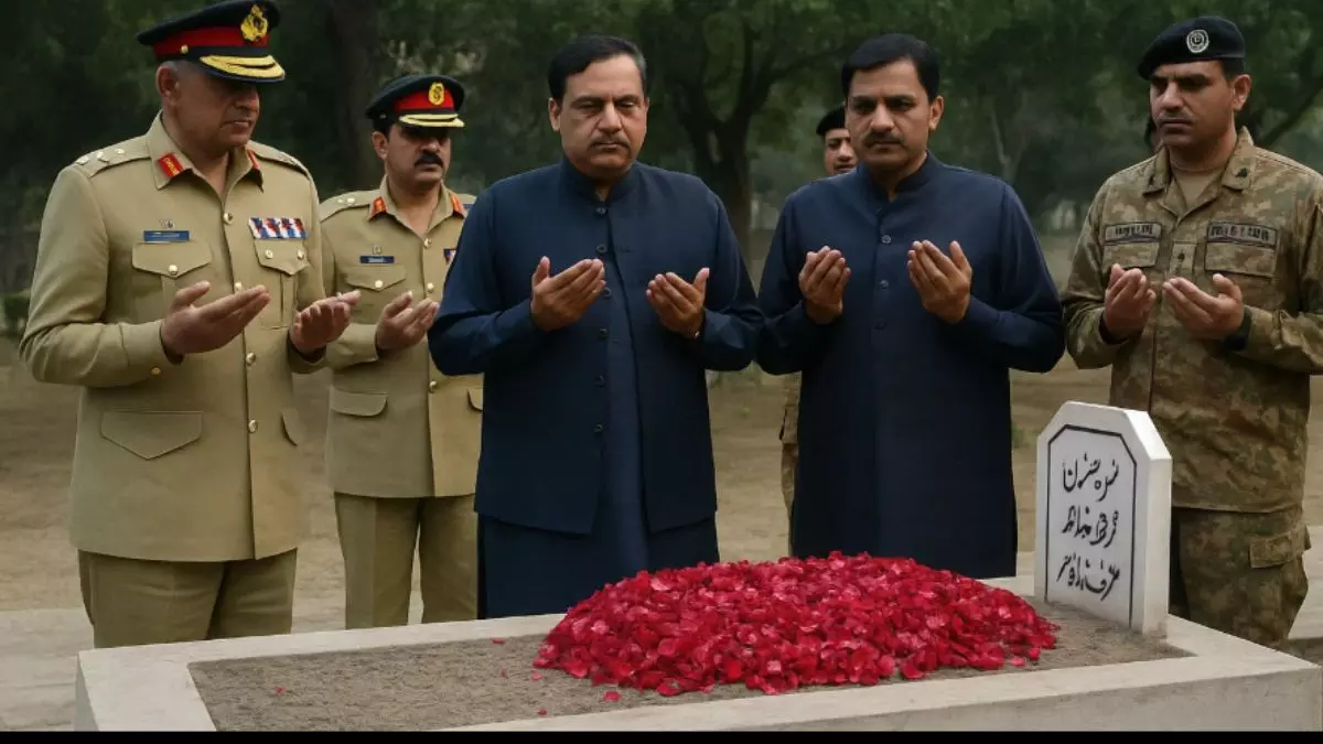 आतंकवाद पर पाक का ढोंग बेनकाब, जनरल-मंत्री और पुलिस ने ऑपरेशन सिंदूर में मारे गए लश्कर आतंकी की कब्र पर चढ़ाए फूल