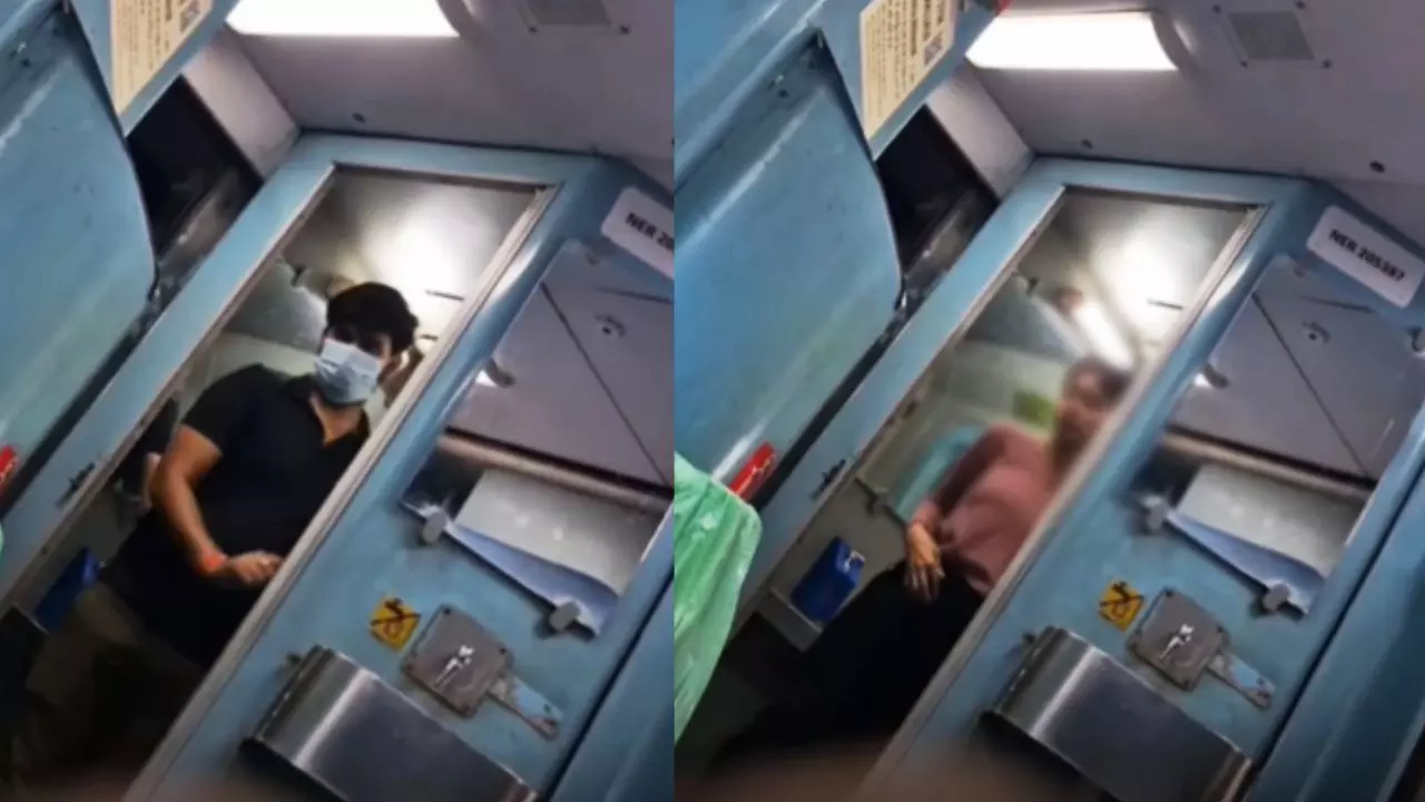 कैमरे में कैद रोमांस, ट्रेन के टॉयलेट से बाहर निकलते कपल का VIDEO वायरल, लोगों ने कहा - रेलवे को बना दिया OYO