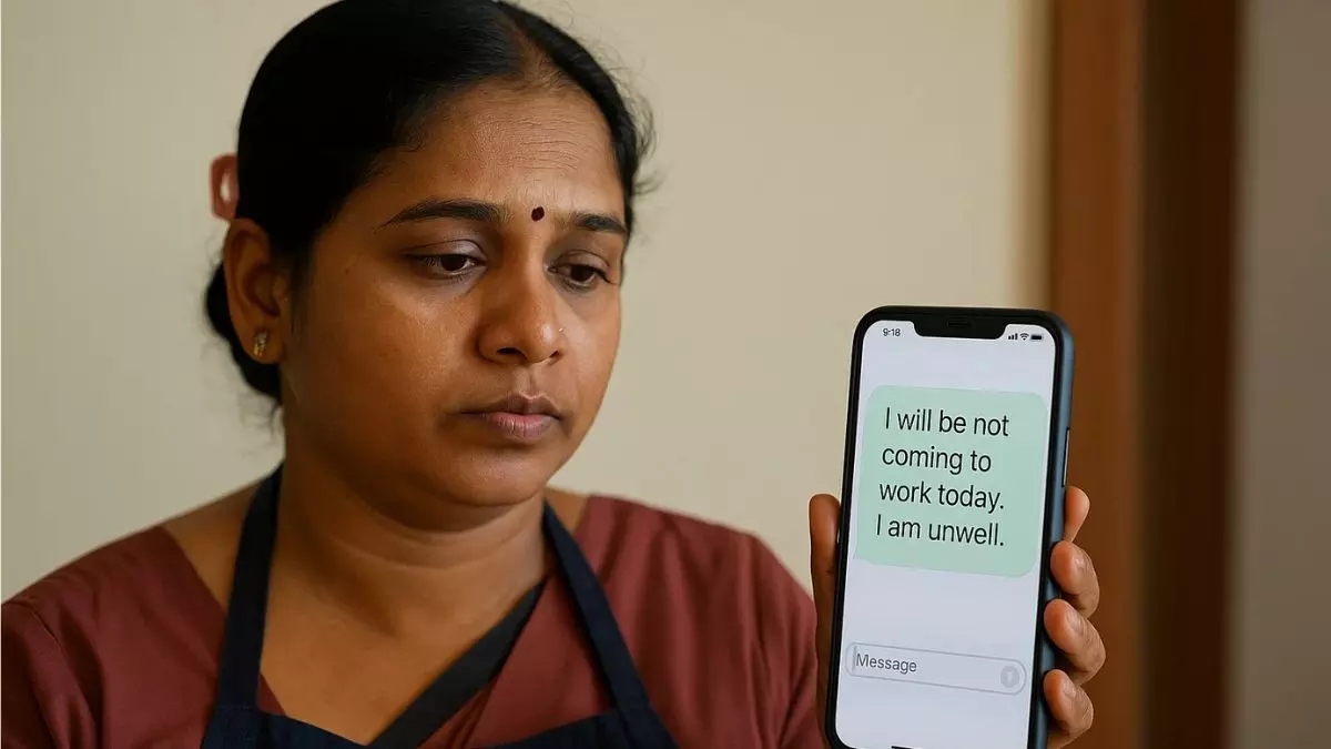 I will be not coming to work today... बेंगलुरु की मेड ने दिया कॉर्पोरेट वालों को मात, प्रोफेशनल अंदाज़ में ‘सिक लीव’ लेने का मैसेज हुआ वायरल
