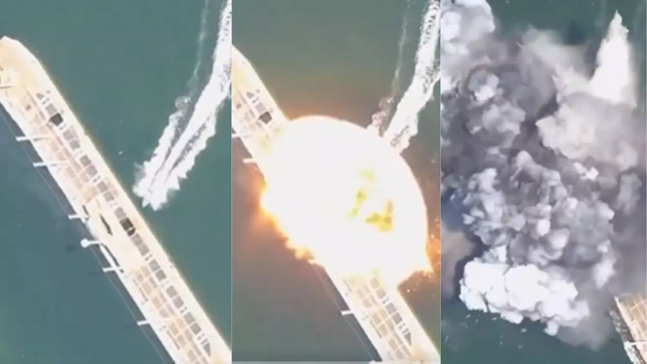 ब्लैक सी में हड़कंप! रूस-यूक्रेन जंग का समंदर वाला ब्लास्ट, ड्रोन हमले से धुआं-धुआं हुआ यूक्रेनी जहाज- देखें Video