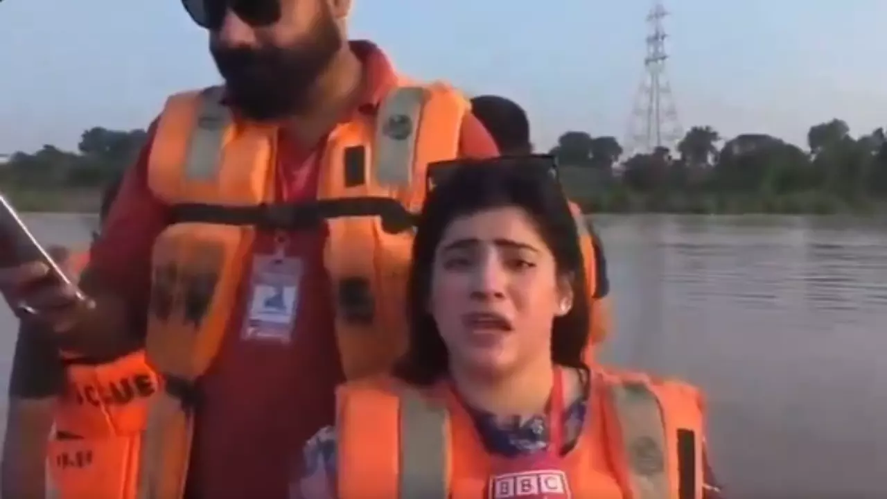 मेरा दिल यूं यूं कर रहा है... पाकिस्तानी रिपोर्टर नाव पर खड़े होकर बाढ़ की कर रही थी रिपोर्टिंग, अचानक... लोगों ने कहा- चांद नवाब 2.0