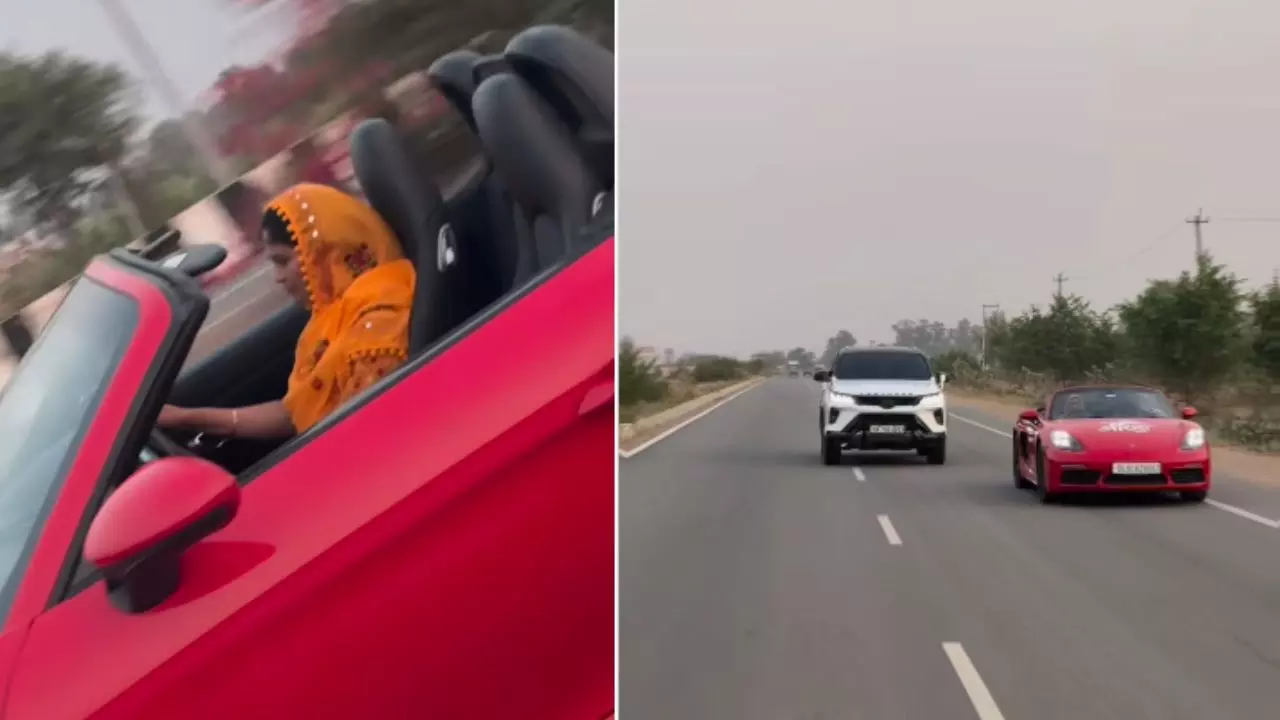 आंटी रॉक्स छोरा शॉक्ड...हरियाणवी मां का जलवा, बेटे संग पोर्श कार में लगाई हाईवे पर रेस, VIDEO वायरल आंटी रॉक्स छोरा शॉक्ड...हरियाणवी मां का जलवा, बेटे संग पोर्श कार में लगाई हाईवे पर रेस, VIDEO वायरल