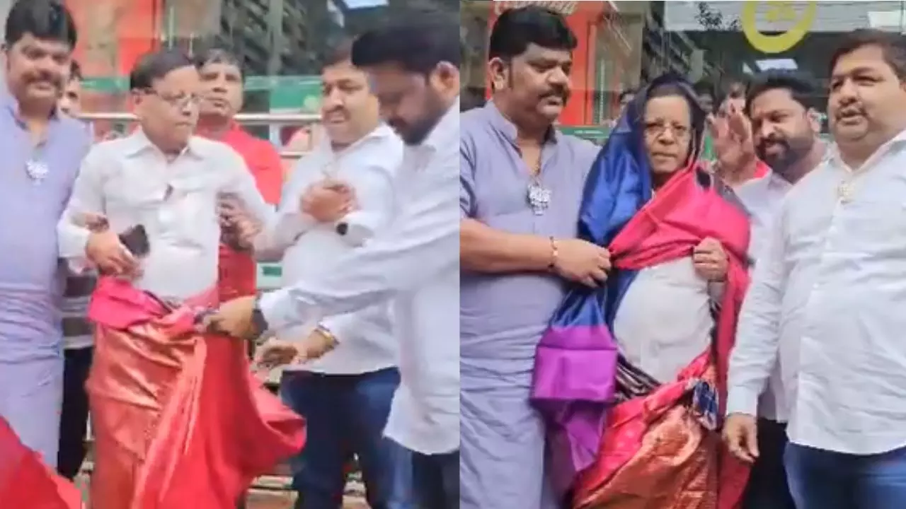 PM मोदी की ये तस्वीर शेयर करने पर गुस्साई भाजपा ने कांग्रेस नेता को खुले आम पहनाई साड़ी - Video Viral