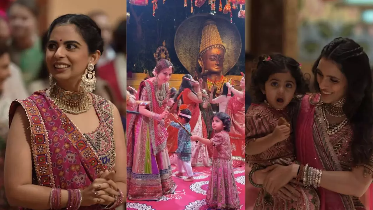 अंबानी परिवार ने नवरात्रि पर मनाया ग्रैंड गरबा सेलिब्रेशन, राधिका मर्चेंट से लेकर ईशा अंबानी का दिखा गुजराती ठाठ