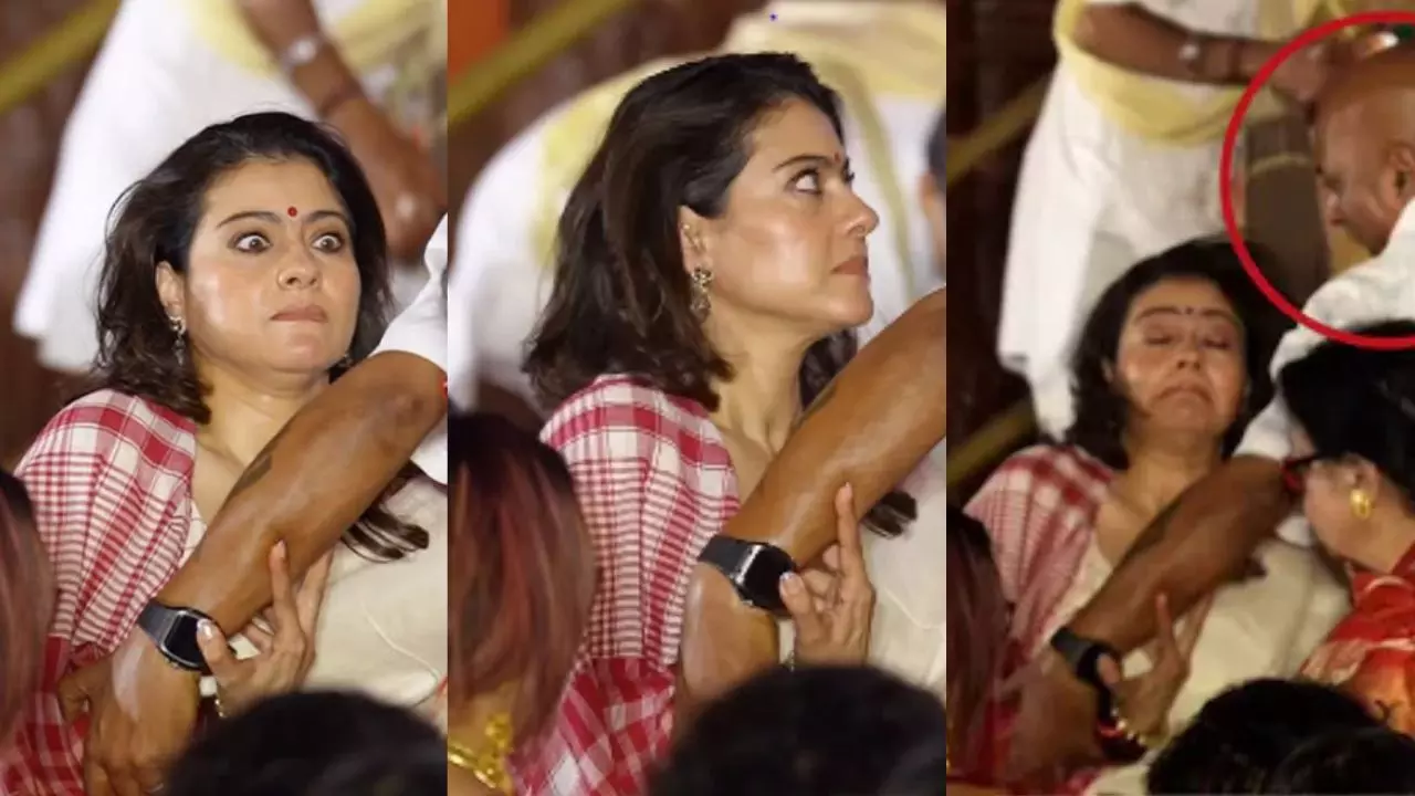 दुर्गा पंडाल में काजोल को अचानक ऊपर की ओर खींचने वाला कौन? एक्ट्रेस के रिएक्शन पर सोशल में मचा हल्ला- Video Viral