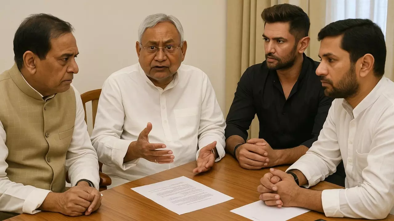 Bihar Chunav 2025: सीट बंटवारे पर NDA में थम नहीं रहा विवाद, नीतीश कुमार और चिराग पासवान की इमरजेंसी मीटिंग से निकलेगा हल? Bihar Chunav 2025: सीट बंटवारे पर NDA में थम नहीं रहा विवाद, नीतीश कुमार और चिराग पासवान की इमरजेंसी मीटिंग से निकलेगा हल?