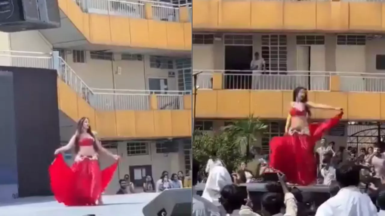 फरीदाबाद कॉलेज में विदेशी बेली डांसर को देख छात्र हुए बेकाबू, जमकर मचाया बवाल, DC और JCP ने छोड़ा मंच| VIDEO