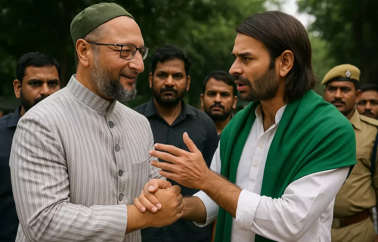 बिहार चुनाव 2025: ओवैसी डाल रहे तेज प्रताप यादव पर डोरे, RJD में मचेगी हलचल; क्या बनेगा नया गठबंधन? बिहार चुनाव 2025: ओवैसी डाल रहे तेज प्रताप यादव पर डोरे, RJD में मचेगी हलचल; क्या बनेगा नया गठबंधन?