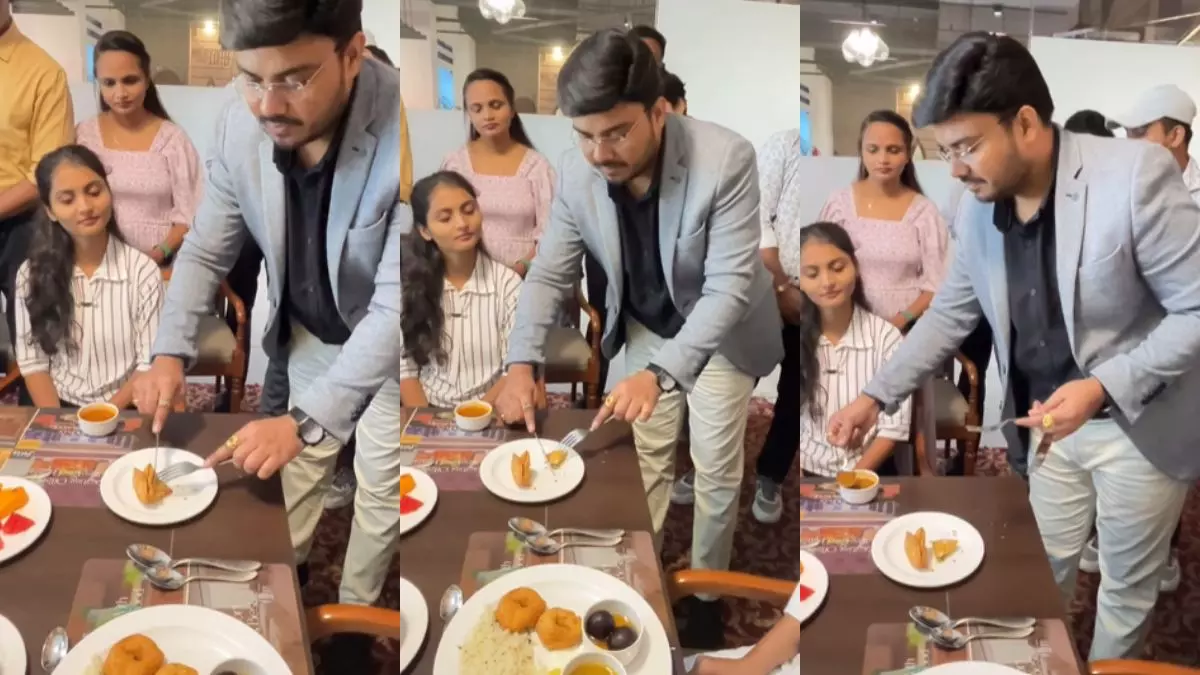समोसे खाने की ट्रेनिंग! कांटा-छुरी से समोसा कैसे खाया जाता है? लोगों को तरीका सिखाते शख्स का वीडियो वायरल