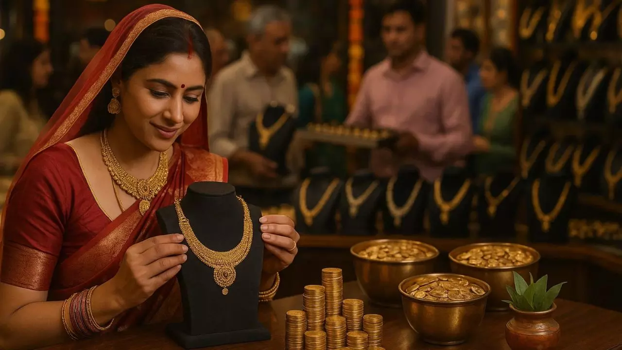 Dhanteras 2025: सोने की कीमत 1,30,874 रुपए, चांदी में भी बढ़त, त्योहार की खरीदारी से बाजार गुलजार Dhanteras 2025: सोने की कीमत 1,30,874 रुपए, चांदी में भी बढ़त, त्योहार की खरीदारी से बाजार गुलजार