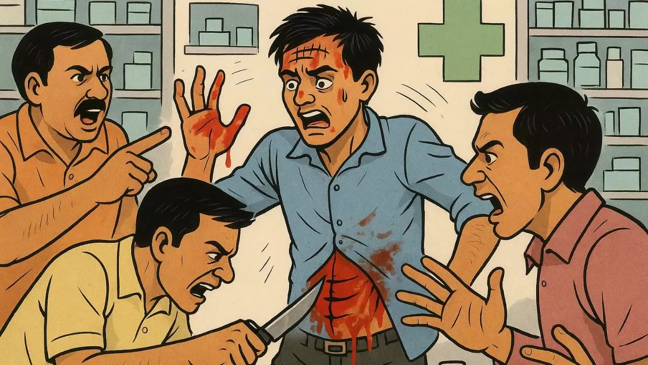 दवा के रेट को लेकर दुकानदार से छिड़ी बहस, लॉ छात्र का फाड़ा पेट, काटीं दो उंगलियां; सिर पर लगे 14 टांके दवा के रेट को लेकर दुकानदार से छिड़ी बहस, लॉ छात्र का फाड़ा पेट, काटीं दो उंगलियां; सिर पर लगे 14 टांके