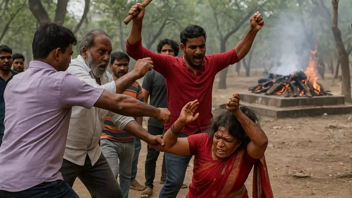 श्मशान में पूजा कर रही महिला को भीड़ ने निर्वस्त्र कर बेरहमी से पीटा, वीडियो वायरल होने पर बेटे ने लगाई फांसी श्मशान में पूजा कर रही महिला को भीड़ ने निर्वस्त्र कर बेरहमी से पीटा, वीडियो वायरल होने पर बेटे ने लगाई फांसी